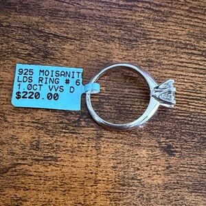 925 Silver 1.0 CT Moissanite Ring sz 7